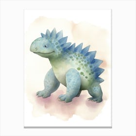 Baby Ankylosaurus Dinosaur Watercolour Illustration 2 Canvas Print