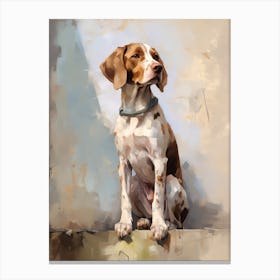 Pointer Dog, Painting In Light Teal And Brown 0 Canvas Print