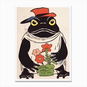 Frog In The Garden,  Matsumoto Hoji Inspired Japanese 5 Canvas Print