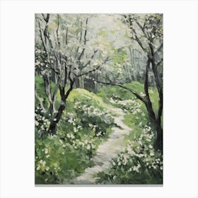Grenn And White Trees In The Woods Painting 6 Canvas Print