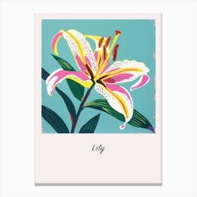 Lily 1 Square Flower Illustration Poster Canvas Print