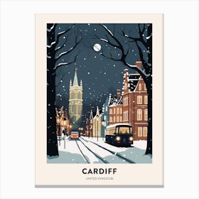 Winter Night  Travel Poster Cardiff United Kingdom 1 Canvas Print