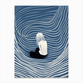 Girl Sitting In A Wave Canvas Print