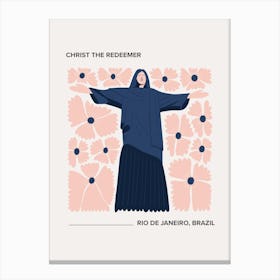 Christ The Redeemer   Rio De Janeiro, Brazil, Warm Colours Illustration Travel Poster 2 Canvas Print