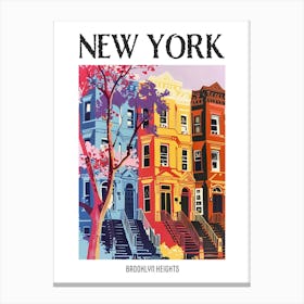Brooklyn Heights New York Colourful Silkscreen Illustration 2 Poster Canvas Print