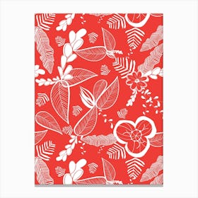 Red Leaf Pattern Canvas Print