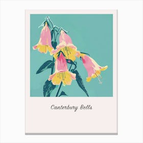 Canterbury Bells Square Flower Illustration Poster Canvas Print