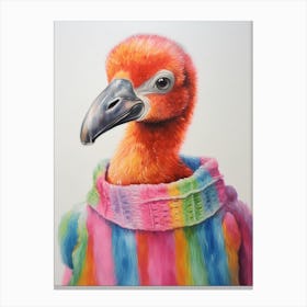 Baby Animal Wearing Sweater Flamingo Canvas Print