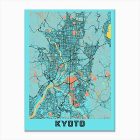 Kyoto City Map Canvas Print