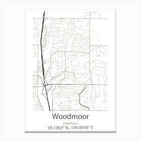 Woodmoor,United States Minimalist Map Lienzo