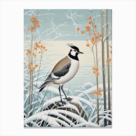 Winter Bird Painting Lapwing 4 Canvas Print