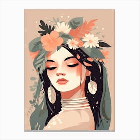 Bloom Body Woman Neutral Colours Boho Style 11 Canvas Print