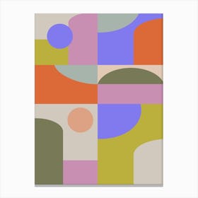 Modern Geometric Shapes In Purple And Olive Canvas Print