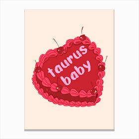 Taurus Baby Zodiac Cake Canvas Print