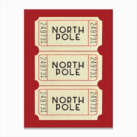 Red North Pole Christmas Ticket Canvas Print