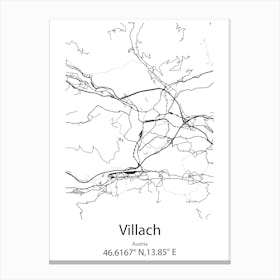 Villach,Austria Minimalist Map Canvas Print