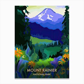 Mount Rainier National Park Travel Poster Matisse Style 2 Canvas Print