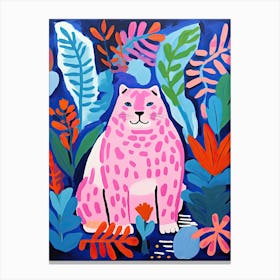 Pink Leopard In The Jungle, Matisse Inspired Canvas Print