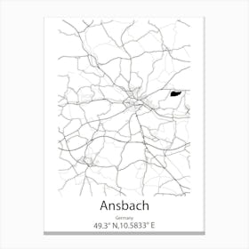 Ansbach,Germany Minimalist Map Canvas Print