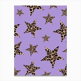 Leopard Print Stars on Purple Canvas Print