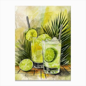 Mojito Watercolour Tiled 1 Canvas Print