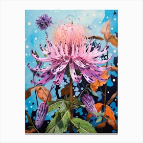 Surreal Florals Bee Balm 3 Flower Painting Canvas Print