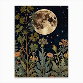 Moonlight In The Meadow Style William Morris 2 Canvas Print