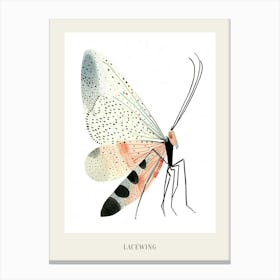 Colourful Insect Illustration Lacewing 20 Poster Canvas Print
