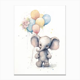 Elephant Painting With Balloons Watercolour 1  Canvas Print