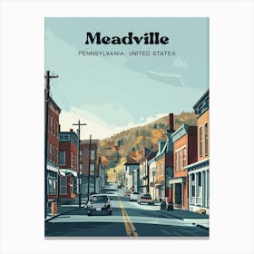 Meadville Pennsylvania Town Digital Travel Art Canvas Print