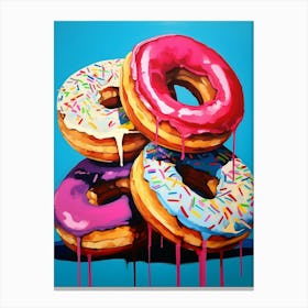Stack Of Donuts Blue Background 2 Canvas Print