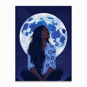 Afro-American Woman In The Moonlight Canvas Print