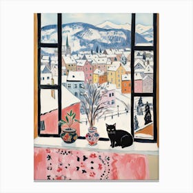 The Windowsill Of Innsbruck   Austria Snow Inspired By Matisse 4 Canvas Print