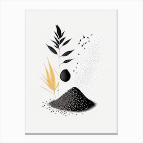 Black Sesame Spices And Herbs Minimal Line Drawing 1 Canvas Print