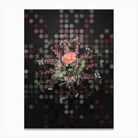 Vintage Japanese Rose Botanical Wreath on Dot Bokeh Pattern n.0700 Canvas Print