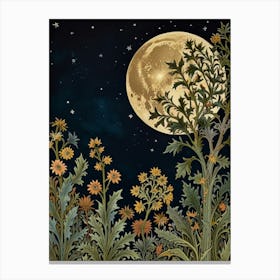 Moonlight In The Garden Style William Morris 1 Art Print 5 Canvas Print