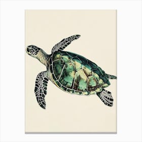 Vintage Minimalist Sea Turtle Painting 2 Canvas Print
