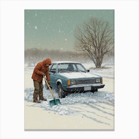 Man Shoveling Snow Canvas Print