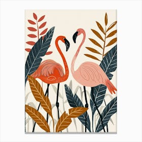 Chilean Flamingo Croton Plants Minimalist Illustration 3 Canvas Print