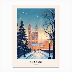 Winter Night  Travel Poster Krakow Poland 1 Canvas Print