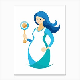 Pregnant Woman With Magnifying Glass Canvas Print