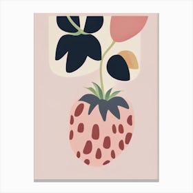 A Single Strawberry, Fruit, Modern Muted Colours Canvas Print