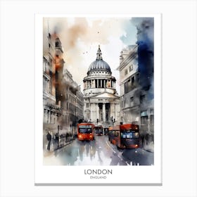 London England Watercolour Travel Poster 2 Canvas Print