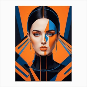 Geometric Fashion Woman Portrait Pop Art Orange (30) Canvas Print