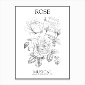 Rose Musical Line Drawing 1 Poster Canvas Print