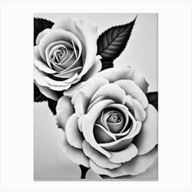 Rose B&W Pencil 3 Flower Canvas Print