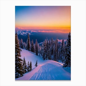 Jasna, Slovakia Sunrise Skiing Poster Canvas Print