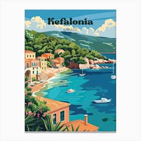 Kefalonia Greece Island Holiday Travel Art Illustration Canvas Print