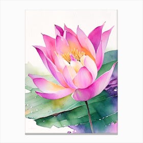Pink Lotus Watercolour 1 Canvas Print