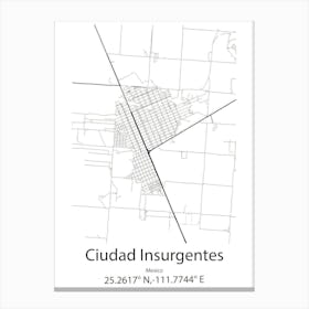 Ciudad Insurgentes,Mexico Minimalist Map Canvas Print